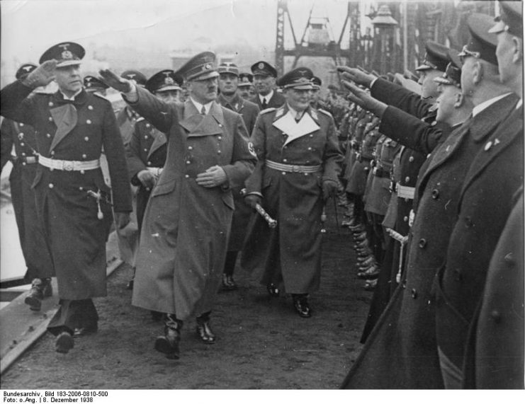 Hitler at launch aircraft carrier “Graf Zeppelin”.Photo Bundesarchiv, Bild 183-2006-0810-500 : CC-BY-SA 3.0