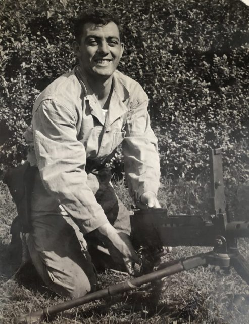 Basilone posing with machine gun – Photo provided by Kim Van Note