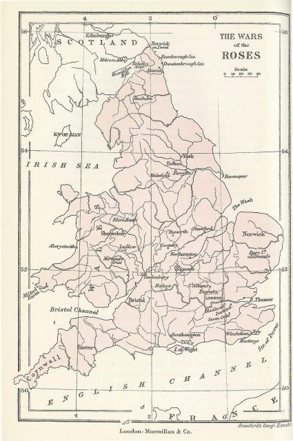 Important locations in the Wars of the Roses