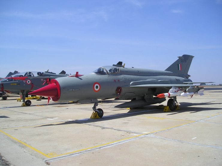 Indian Air Force MiG-21 (modernized – MiG-21-93?) during Aeroindia 2005, Bangalore, India