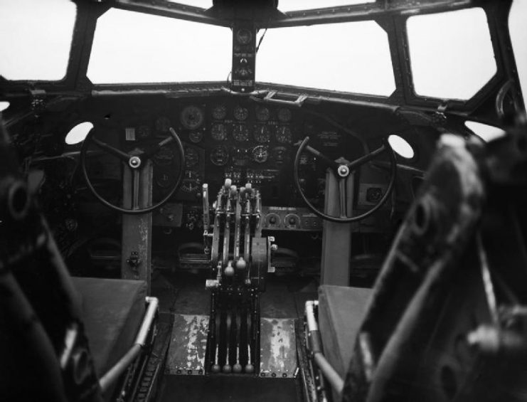 The instrument panel and controls of a Stirling Mk I