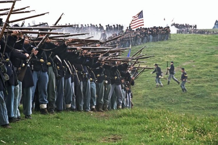 US Civil War Infantry Line of Battle Shenandoah Valley Virginia.Reenactment