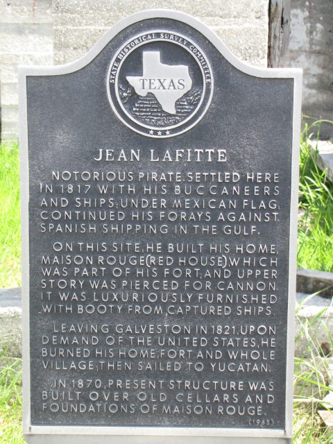 Jean Lafitte Headstone.Photo QuesterMark CC BY-SA 2.0