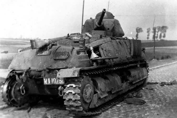 Knocked out Somua S35 tank