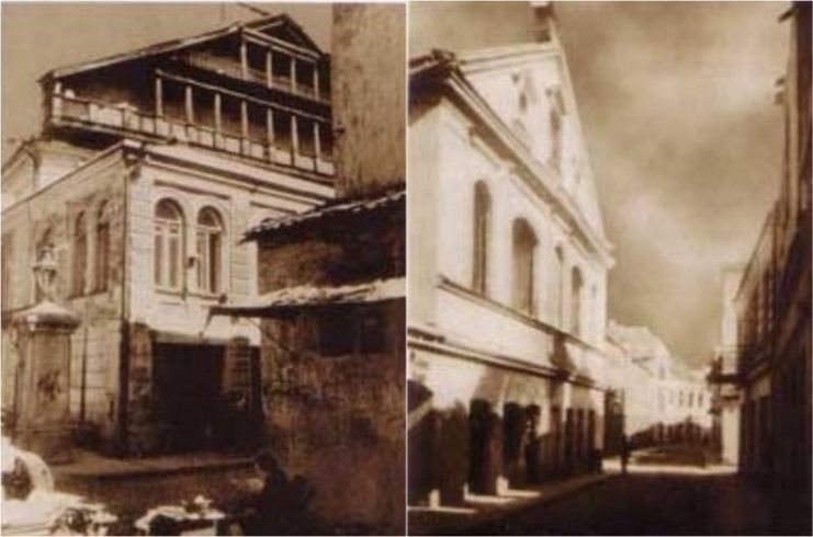 The Great Synagogue in Vilna, c.1930. Left: Western flank, Right: Eastern flank.