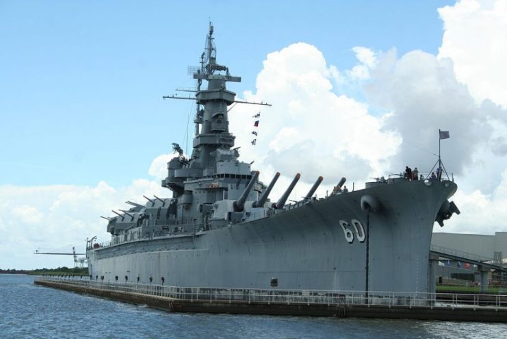 The USS Alabama Battleship is a South Dakota-class battleship. Alabama was commissioned in 1942 and served in World War II in the Atlantic and Pacific theaters.Photo: Nicolas Chadeville CC BY 4.0