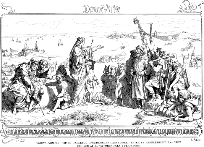 Lorenz Frølich’s impression of Thyra Dannebod ordering the foundation of the Danevirke.