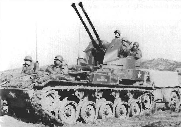 M19 Twin 40mm Gun Motor Carriage with standard M28 1-ton ammunition trailer