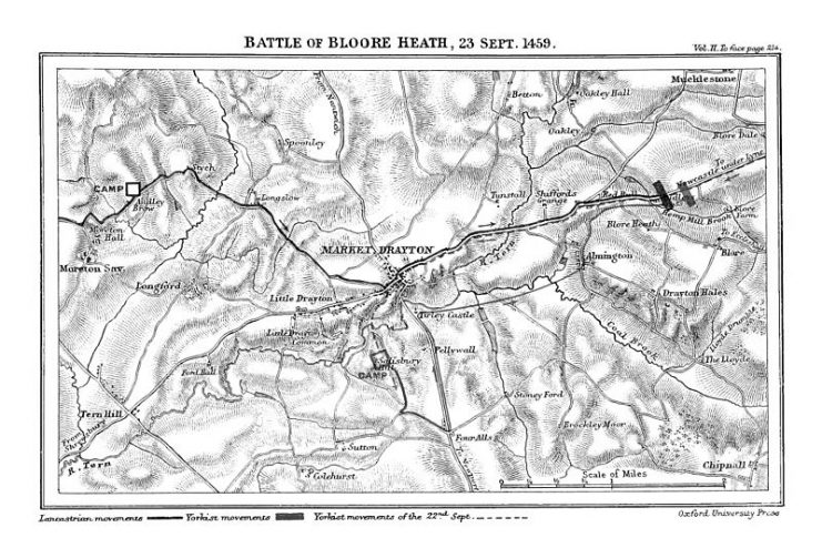 Map for Battle of Blore Heath by James Henry Ramsay (1892)