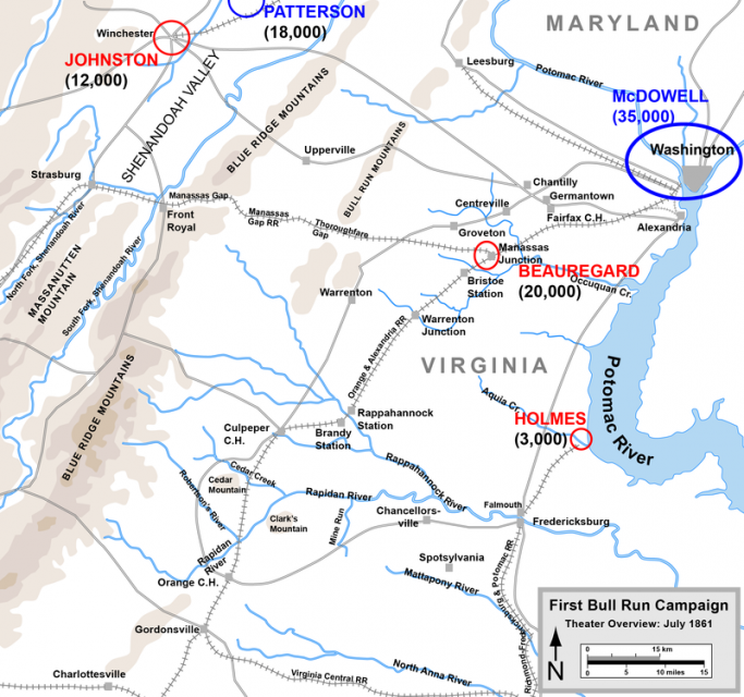Map of the First Bull Run Campaign of the American Civil War.Photo Hal Jespersen CC BY 3.0