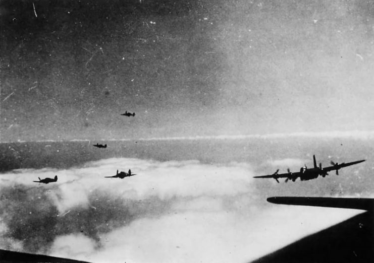 No. 15 Squadron RAF Stirling Mk I and Hurricane escorts