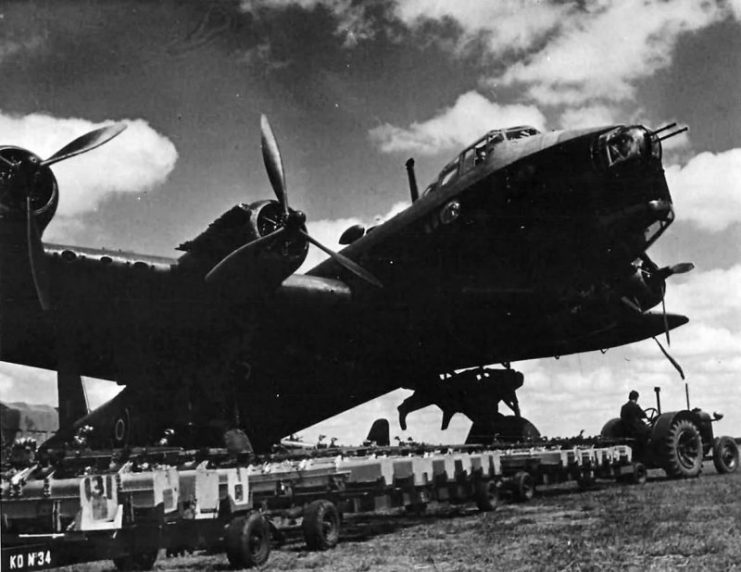 No. 218 (Gold Coast) Squadron RAF Stirling bombing up at Downham Market 1942