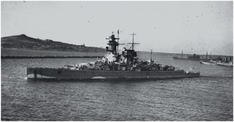 German heavy cruiser Admiral Graf Spee in Montevideo harbor following the Battle of the River Plate in December 1939.
