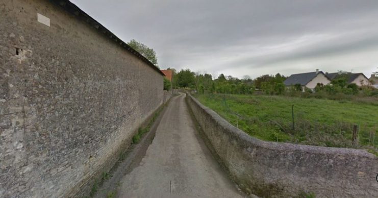 Greystone architecture and stone walls are a common feature of Normandy villages both today as well as in 1944.