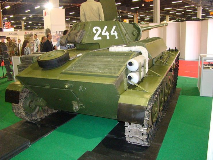 Polish T-70 tank from Armoured Warfare Museum in Poznań, shown at MSPO 2015 fair in Kielce.Photo Pibwl CC BY-SA 3.0