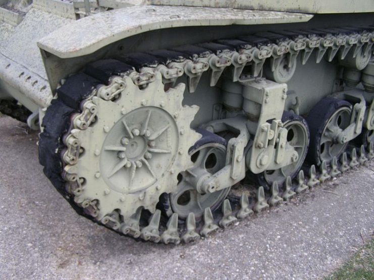 Rear view, M2 Light Tank was an American pre-World War II tank. Memorial Park, Gas City, Indiana.Photo Chris Light CC BY-SA 4.0