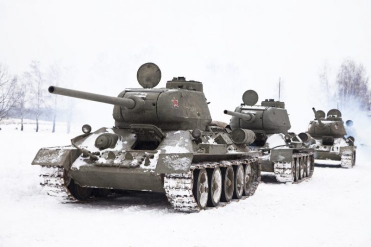 Soviet T-34’s in winter.