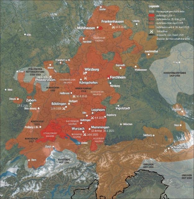 Representation shows the events of the German Peasant War 1523-1525