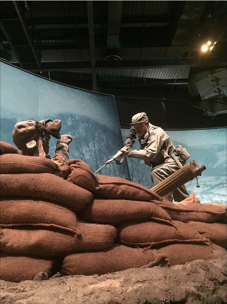 The life size diorama of Millett’s charge up Hill 180 during the Korean War that resulted in his receipt of the Medal of Honor. The diorama is at the US Army Infantry Museum, Ft. Benning, GA.Photo Gyrene0369 CC BY-SA 4.0