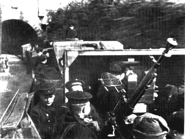 Soviet Black Sea Fleet sailors man an armored train anti-aircraft gun in Sevastopol in 1942.