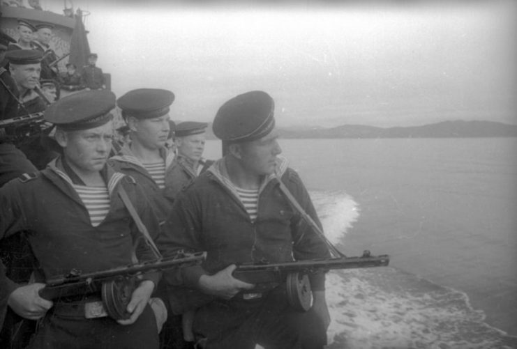 Soviet Marines Near China – Photo by Evgeni Khaldei