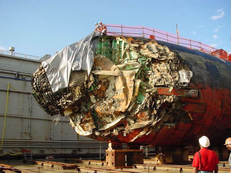 USS San Francisco in dry dock Guam