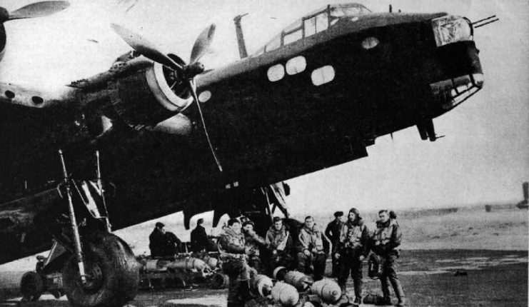 Stirling Bomber with Crew.