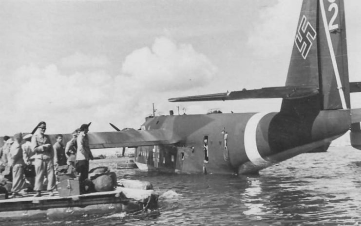 Tail of anchored German flying boat Blohm & Voss BV222
