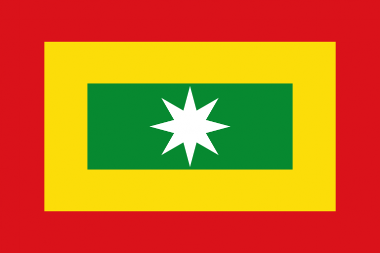 The flag of the United Provinces of New Granada which was later adopted and used by Jean Lafitte from 1817-1821 at Galveston Island, Spanish Texas, New Spain