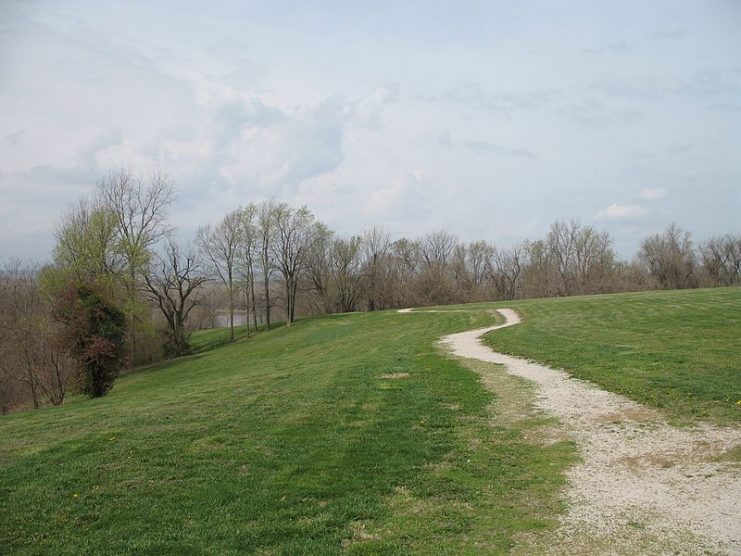 The main battlefield where Confederates climbed the bluffs of the Missouri River pushing hemp bales up the bluff to defeat the Union positions. CC BY-SA 2.5