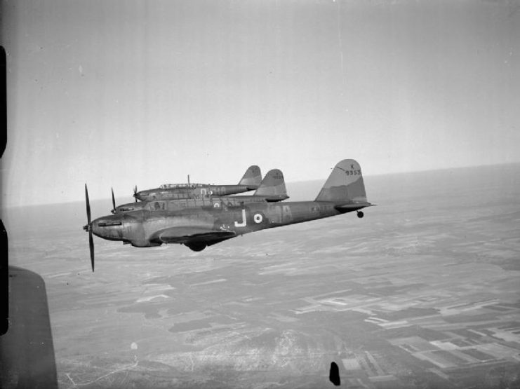 The Strategic Air Offensive Against Germany 1939-1945 Fairey Battles of No 218 Squadron, Royal Air Force on patrol in France