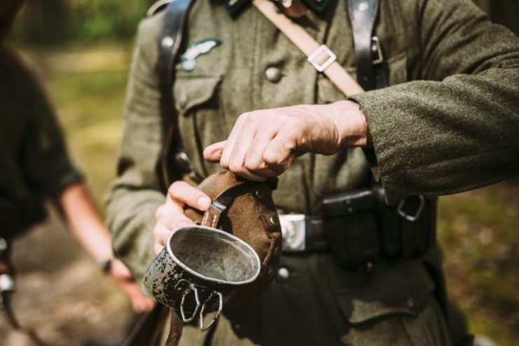 Unidentified re-enactor dressed as German soldier in World War II