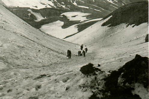 United States troops hauling supplies on Attu in May 1943