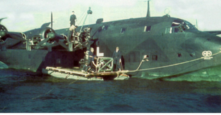 BV 222 being loaded by a secondary supply boat.