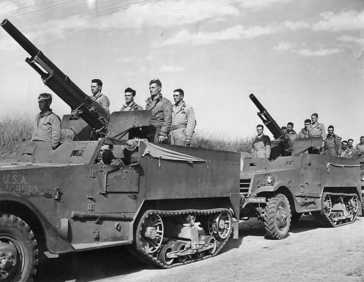 US 27th Field Artillery Troops in an M3 Half-track