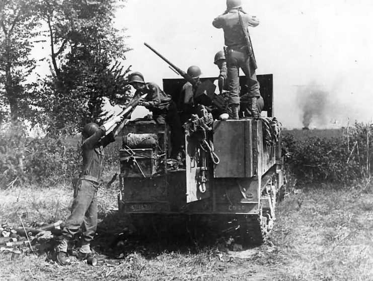 US Troops in Action on an M3 half-track in Italy 1943