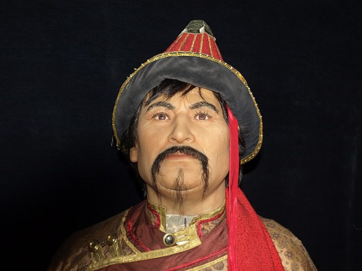 Wax figure of Genghis Khan.