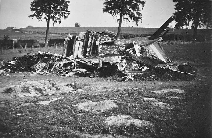 The wreckage of a Battle shot down by the Wehrmacht, France, May 1940. By Josef Gierse, my uncle CC BY 3.0