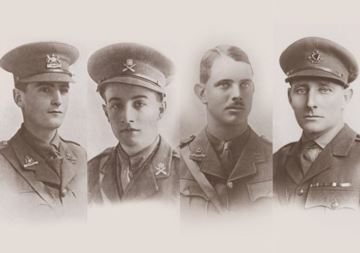 WWI tank VC winners: Richard Wain, Cecil Sewell, Clement Robertson, Richard West.