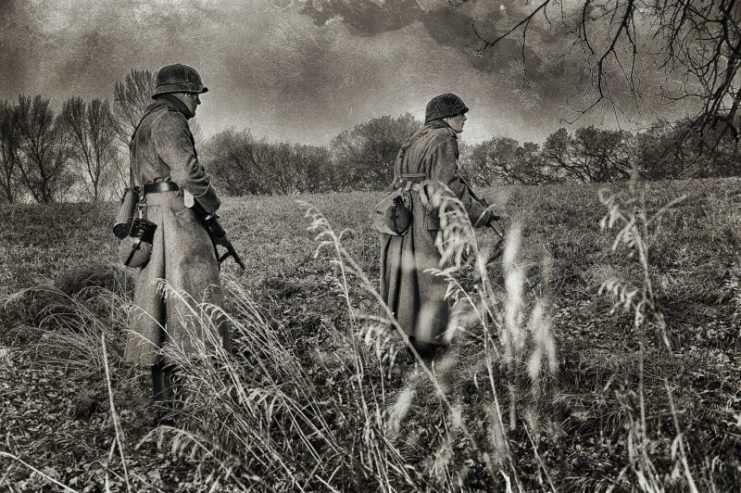 WWII German Soldiers On Patrol