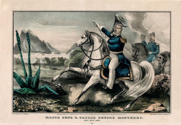 Painting of Zachary Taylor and other military officials on horseback