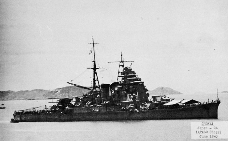 Japanese cruiser Chokai, Atago class, starboard view
