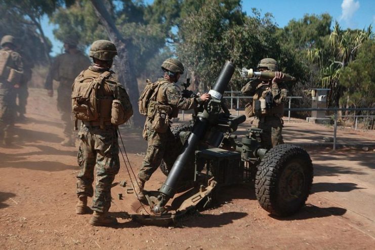 Marines with the 120mm mortar platoon.