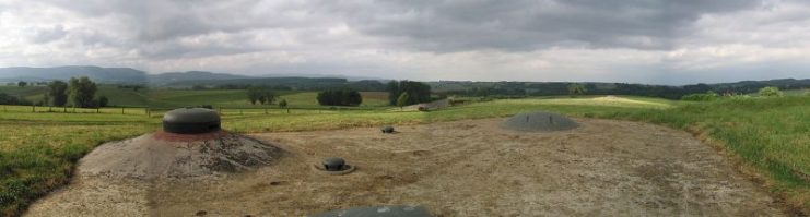 The view from a battery at Ouvrage Schoenenbourg in Alsace. Notice the retractable turret in the left foreground. Photo: John C. Watkins V.