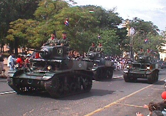 The M3 Stuart tanks of the Paraguayan Army during the Independence Day parade, 15 May 2002 in Asuncion. By Rolgiati CC BY-SA 3.0