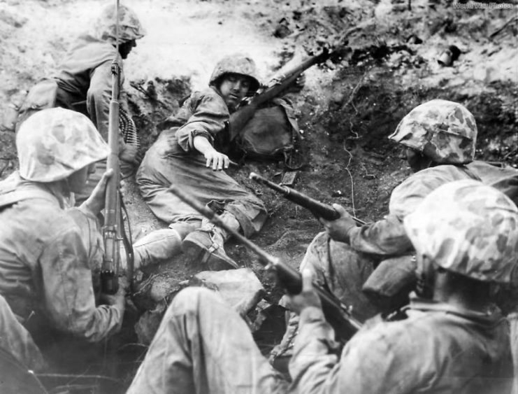 1st Battalion 24th Marines in action on Namur during the Pacific War.