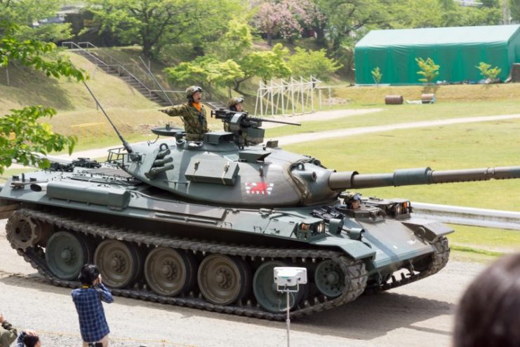 Type 74 Main Battle Tank.JGSDF 3rd Tank Battalion, 1st Company(Camp Imazu).The 59th Memorial Ceremony of Camp Shinodayama.Camp Shinodayama, JGSDF.Photo: lasta29 CC BY 2.0