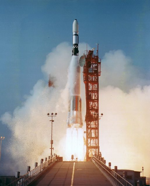 Atlas Agena launching Lunar Orbiter 4