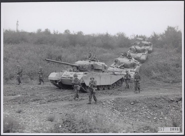 British tank regiment on exercise with Centurion tanks. By Anefo CC0