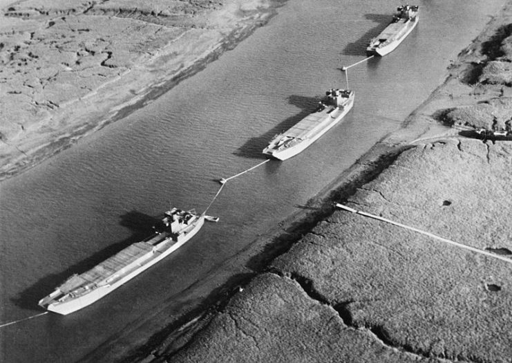 Dummy landing craft used as decoys in south-eastern harbors in the period before D-Day, 1944.
